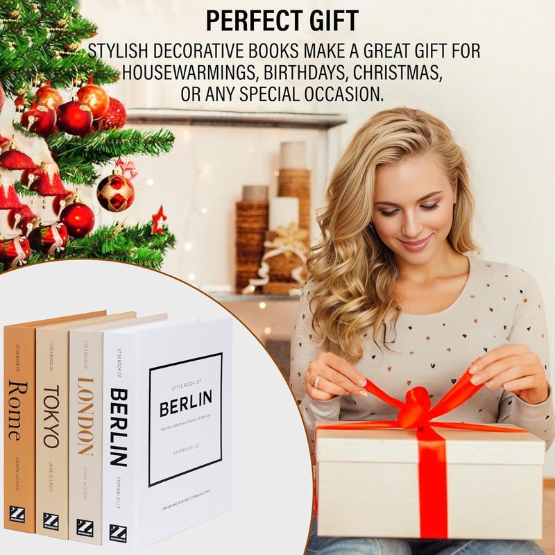 PROBENEX Mocha Medium | 4 PCS Faux Decorative Books for Home Decor | Not Real Books (Cardboard Boxes) | Coffee Table, Shelf Styling & Modern Aesthetic Accent Pieces for Living Room, Office - Image 5